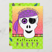 Halloween Pirate Skull Party Kaart (Voorkant / Achterkant)