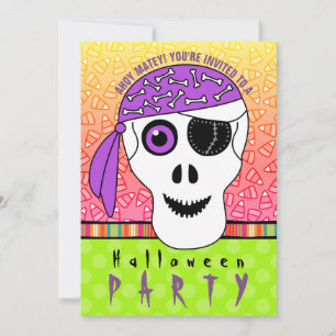 Halloween Pirate Skull Party Kaart