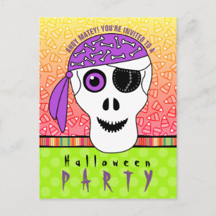 Halloween Pirate Skull Party Uitnodiging Briefkaart
