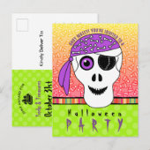 Halloween Pirate Skull Party Uitnodiging Briefkaart (Voorkant / Achterkant)