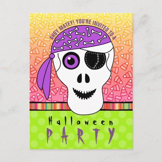 Halloween Pirate Skull Party Uitnodiging Briefkaart (Voorkant)