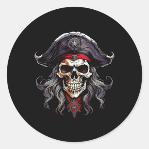 Halloween Pirate Skull Ronde Sticker