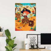 Halloween Pirate Treasure Hunt AI Generatief Poster (Thuiskantoor)