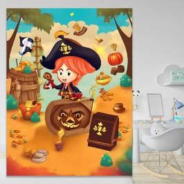 Halloween Pirate Treasure Hunt AI Generatief Poster