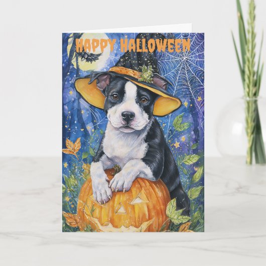 Halloween Pitbull Dog Feestdagen Kaart (Voorkant)