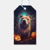 Halloween Pitbull met pompoenen eng Cadeaulabel (Voorkant)