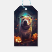 Halloween Pitbull met pompoenen eng Cadeaulabel (Achterkant)