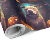Halloween Pitbull met pompoenen eng Cadeaupapier (Rol Hoek)