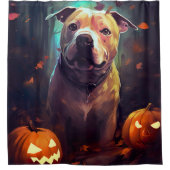 Halloween Pitbull met pompoenen eng Douchegordijn (Voorkant)