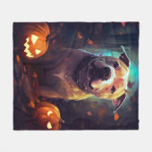 Halloween Pitbull met pompoenen eng Fleece Deken (Voorkant (Horizontaal))