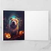 Halloween Pitbull met pompoenen eng Kaart (Binnen)