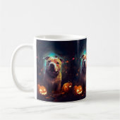 Halloween Pitbull met pompoenen eng Koffiemok (Links)