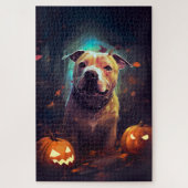 Halloween Pitbull met pompoenen eng Legpuzzel (Verticaal)