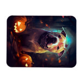 Halloween Pitbull met pompoenen eng Magneet (Horizontaal)