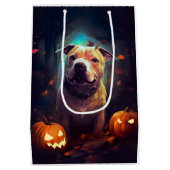 Halloween Pitbull met pompoenen eng Medium Cadeauzakje (Achterkant)