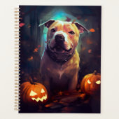 Halloween Pitbull met pompoenen eng Planner (Voorkant)