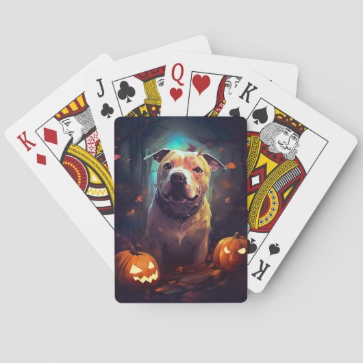 Halloween Pitbull met pompoenen eng Pokerkaarten (Achterkant)