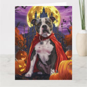 Halloween Pitbull Vampier Pompoenen Eng  Kaart (Voorkant)