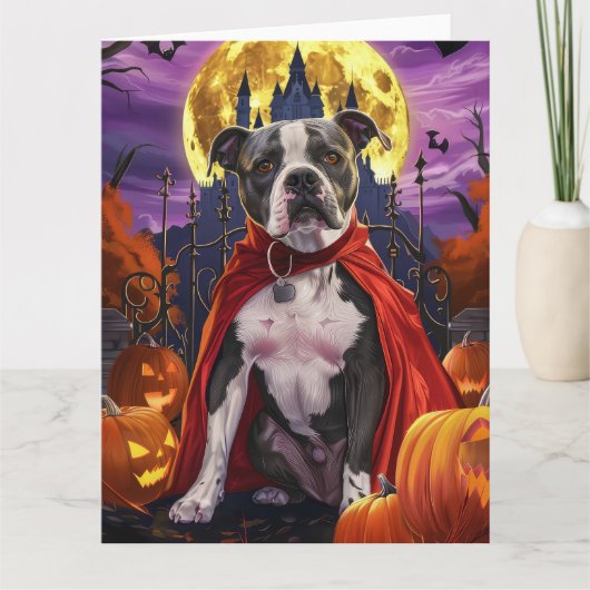 Halloween Pitbull Vampire Pumpkins eng Kaart (Voorkant)