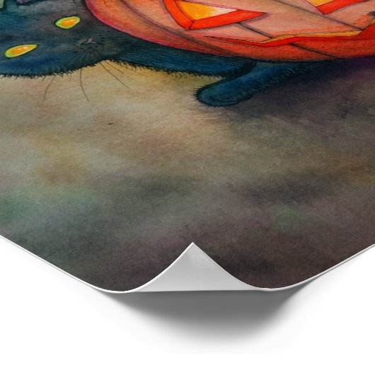 Halloween Pixie Fairy and Black Cat Fantasy Art Poster (Hoek)