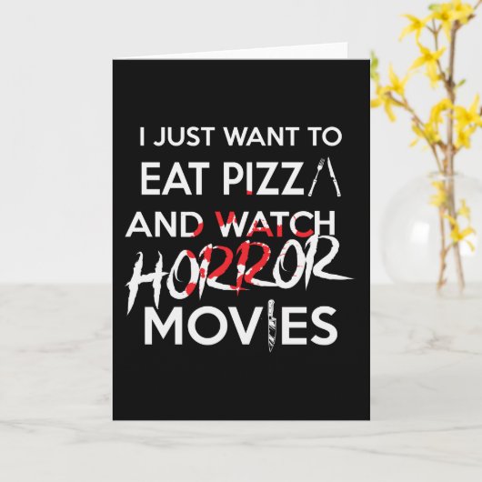 Halloween Pizza Funny Horror Movie Kaart (Gele Bloem)