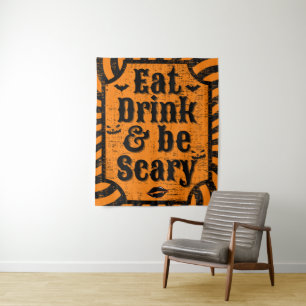 Halloween place-mat met distressed uiterlijk wandkleed