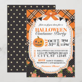 Halloween Plaid & Bloemen uitnodigen Kaart (Voorkant / Achterkant)