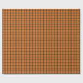 Halloween Plaid – Bold Orange & Black Tartan Cadeaupapier (Vlak)