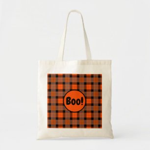 Halloween Plaid Boo Tote Bag