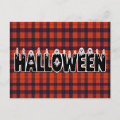 Halloween Plaid Ghost Lettering Briefkaart (Voorkant)