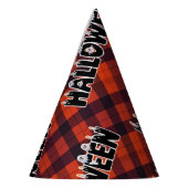 Halloween Plaid Ghost Lettering Feesthoedjes (Links)