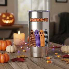 Halloween Plaid Gingham Geesten Geïsoleerde Drinkbeker