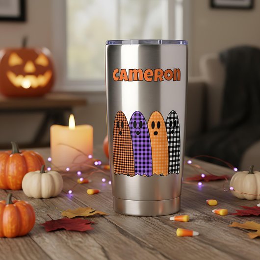 Halloween Plaid Gingham Geesten Geïsoleerde Drinkbeker