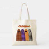 Halloween Plaid Gingham Ghosts Tote Bag (Achterkant)