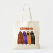Halloween Plaid Gingham Ghosts Tote Bag (Voorkant)