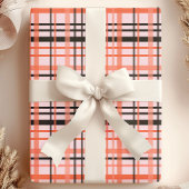 Halloween Plaid Pattern in Roze, Sinaasappel en Zw Cadeaupapier