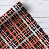 Halloween Plaid Pattern in Sinaasappel, Roze en Zw Cadeaupapier