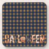 Halloween Plaid Pumpkin Bier Onderzetter (Voorkant)