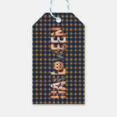 Halloween Plaid Pumpkin Cadeaulabel (Voorkant)