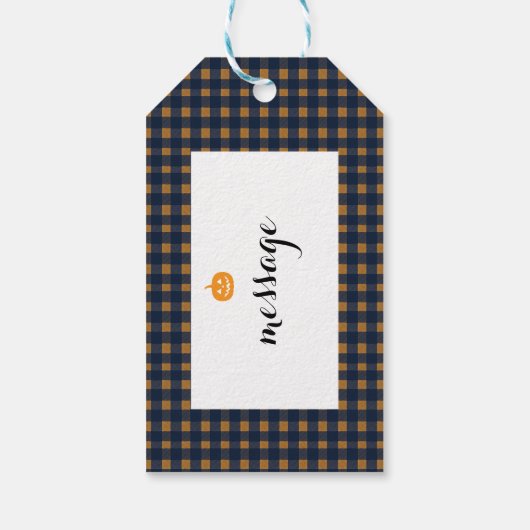 Halloween Plaid Pumpkin Cadeaulabel (Achterkant)