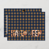 Halloween Plaid Pumpkin Greeting Briefkaart (Voorkant / Achterkant)
