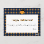 Halloween Plaid Pumpkin Greeting Briefkaart (Achterkant)