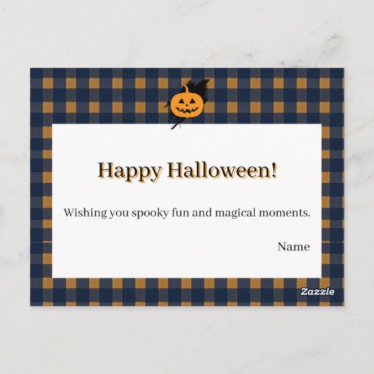 Halloween Plaid Pumpkin Greeting Briefkaart (Achterkant)