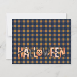 Halloween Plaid Pumpkin Greeting Briefkaart