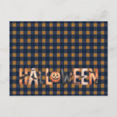 Halloween Plaid Pumpkin Greeting Briefkaart (Voorkant)