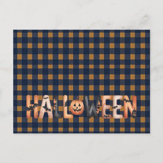 Halloween Plaid Pumpkin Greeting Briefkaart (Voorkant)