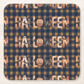 Halloween Plaid Pumpkin Kartonnen Onderzetters (Voorkant)