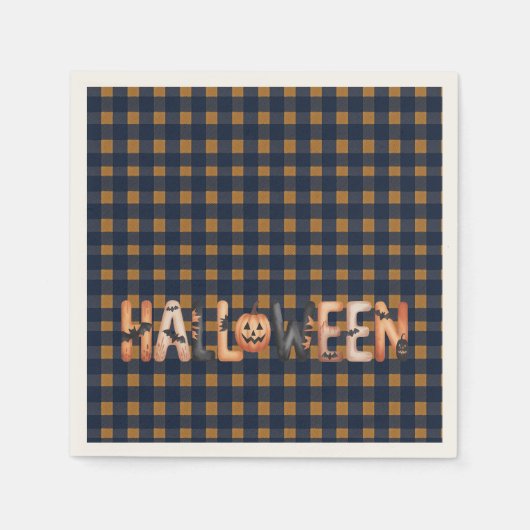 Halloween Plaid Pumpkin Servet (Voorkant)