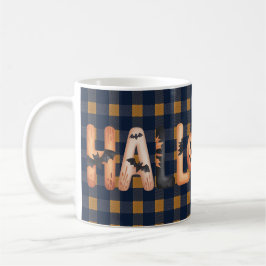Halloween Plaid Pumpkin Typography Koffiemok