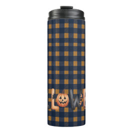 Halloween Plaid Pumpkin Typography Thermosbeker